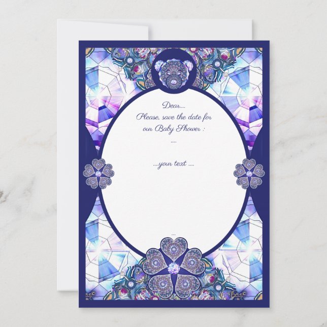 Rosace blau oder rot für baby&child einladung (Rückseite)