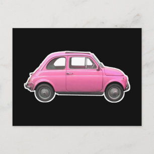 Rosaer Fiat 500 Cinquecento Vintage-Auto aus den S Postkarte