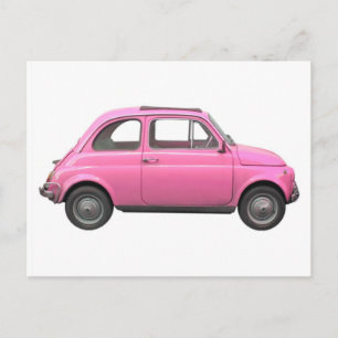 Rosaer Fiat 500 Oldtimer Italienisches Auto Postkarte