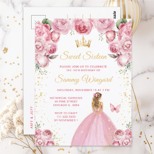 Rosafarben blondes Haar Prinzessin Sweet Sixteen Postkarte