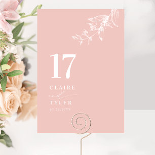 Rosafarben Elegant, Minimalistisch Botanische Hoch Tischnummer