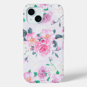 Rosafarben weißer Blumen-Boheme-Damaskus Case-Mate iPhone Hülle