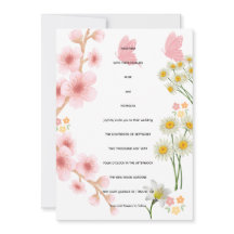 Rosafarbene Blumenhochzeitseinladung mit Margerite