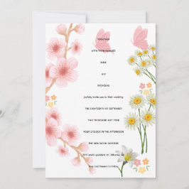 Rosafarbene Blumenhochzeitseinladung mit Margerite Einladung