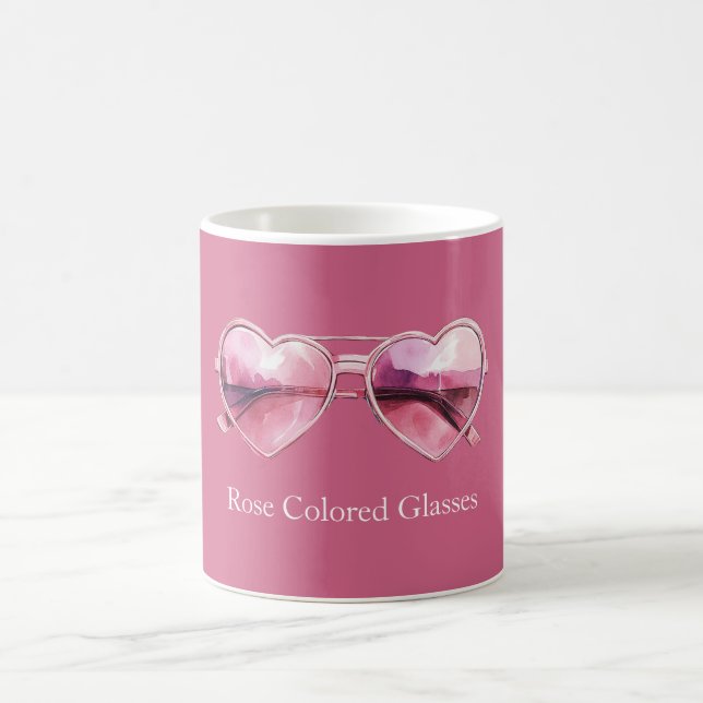 Rosafarbene Brille mit rosa Herzen Kaffeetasse (Mittel)