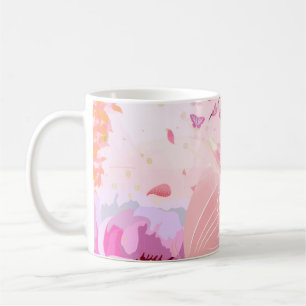 Rosafarbene Kirschblüten-Schmetterlings-Tasse   Fl Kaffeetasse
