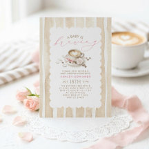 Rosafarbene Latte-Kaffee-Mädchen-Baby-Party-Einlad