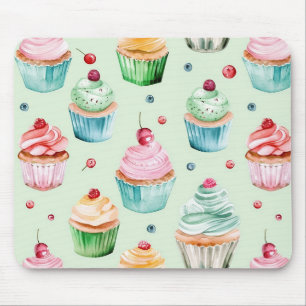 Rosafarbene Minz-Cupcakes Mousepad