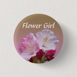rosafarbene Rhododendron-Blüten Hochzeitsansteckna Button