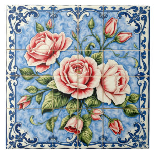 rosafarbene Rosen der Lissabon-Fliese Fliese
