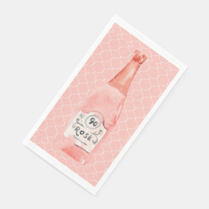 Rosafarbene Rosen-Rosé-Flaschen Serviette