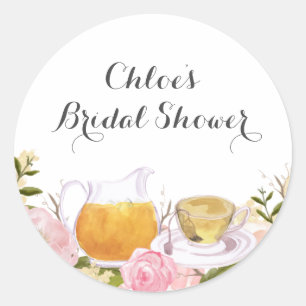 Rosafarbene Rosen-Tasse Brautparty-Aufkleber Runder Aufkleber