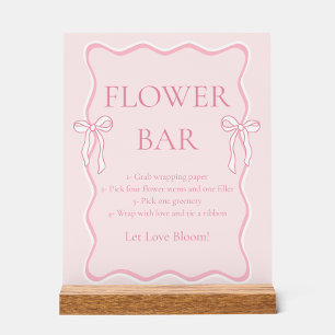 Rosafarbene Schleife Knoten Brautparty Blumenbar Acrylschild