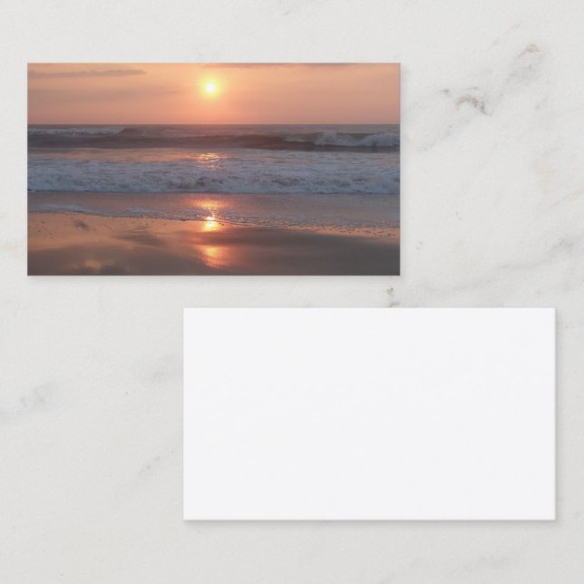 Rosafarbene Sonnenuntergang am Strand Telefonnummerkarte (Vorne/Hinten)