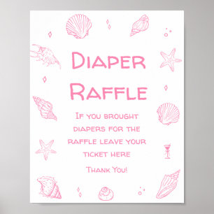 Rosafarbene Strand-Baby-Shower-Windel-Raffel Poster