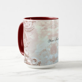 Rosafarbene verzierte Perlen- und Blumentasse Tasse