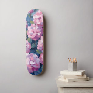 Rosafarbenen Hortensien Blumen Skateboard