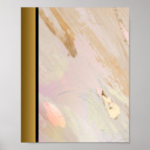 Rosafarbener Elfenbein-Marmorstein / Schwarze Gold Poster