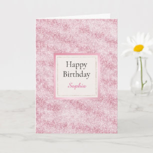 Rosafarbener Glitter-Geburtstag Karte