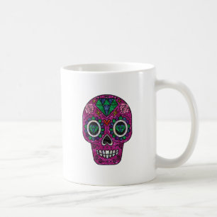 rosafarbener Glitter-Zuckerschädel Kaffeetasse