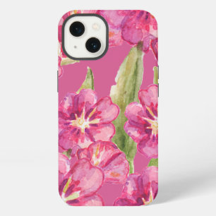 rosafarbener Wasserfarben-Blumen-iPhone 13-Case. iPhone Hülle
