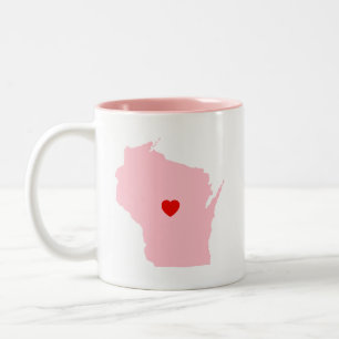 Rosafarbener Wisconsin-Hochzeitsjubiläum Zweifarbige Tasse