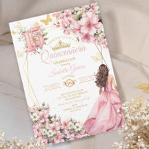 Rosafarbenes Blumen-Gold-Schmetterlinge Quinceañer