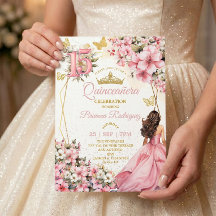 Rosafarbenes Blumen-Gold-Schmetterlinge Quinceañer