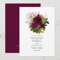Rosafarbenes Burgunder-Gold Shabby Florales Hochze
