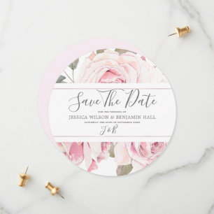 Rosafarbenes Floral-Aquarell-Rosa Hochzeit Save The Date