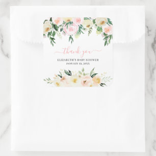 Rosafarbenes Frühlingsflorales   Geschenk für Baby Quadratischer Aufkleber