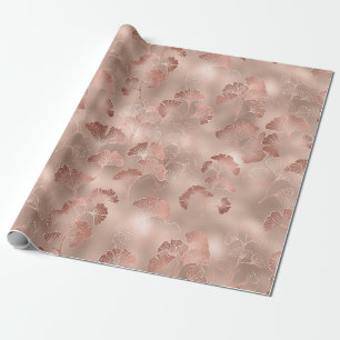 Rosafarbenes Gold Ginkgo-Blatt Elegantes Botanisch Geschenkpapier