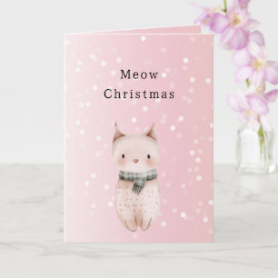 Rosafarbenes Katzen-Konfetti-Punkte Weihnachten Karte