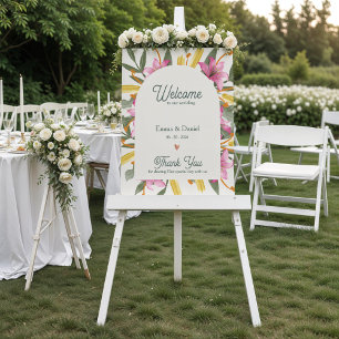 Rosafarbenes Lilien-Bogenförmiges Florales Hochzei Poster