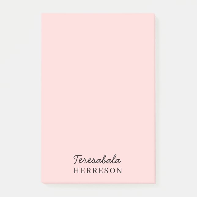 Rosafarbenes Monogramm Minimalistisches Design Post-it Klebezettel (Vorderseite)
