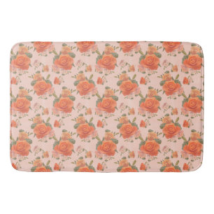 rosafarbenes orange Blumenmuster Hochzeit Frühling Badematte