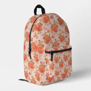rosafarbenes orange Blumenmuster Hochzeit Frühling Bedruckter Rucksack