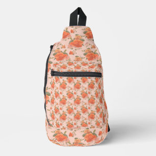 rosafarbenes orange Blumenmuster Hochzeit Frühling Crossbody Bag