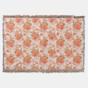 rosafarbenes orange Blumenmuster Hochzeit Frühling Decke