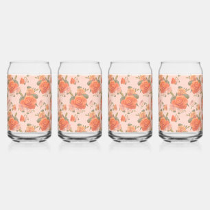 rosafarbenes orange Blumenmuster Hochzeit Frühling Dosenglas