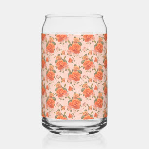 rosafarbenes orange Blumenmuster Hochzeit Frühling Dosenglas