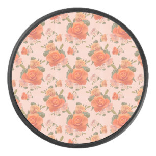 rosafarbenes orange Blumenmuster Hochzeit Frühling Eishockey Puck