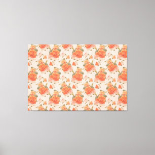 rosafarbenes orange Blumenmuster Hochzeit Frühling Leinwanddruck