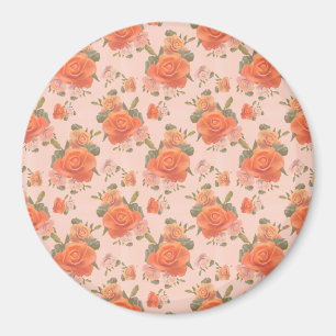 rosafarbenes orange Blumenmuster Hochzeit Frühling Magnet