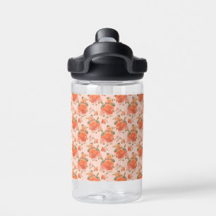 rosafarbenes orange Blumenmuster Hochzeit Frühling Trinkflasche