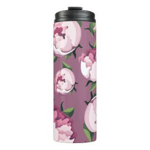 Rosafarbenes Pfingstrosen-Nahtloses Blumenmuster a Thermosbecher