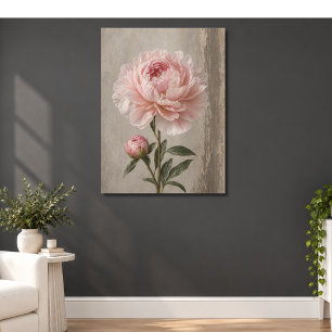 Rosafarbenes Pfingstrosenblühen mit Knospe Botanis Poster