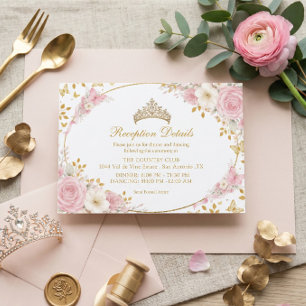 Rosafarbenes Quinceañera Golden Butterfly Begleitkarte