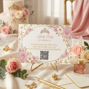 Rosafarbenes Quinceañera Goldener Schmetterling RSVP Karte