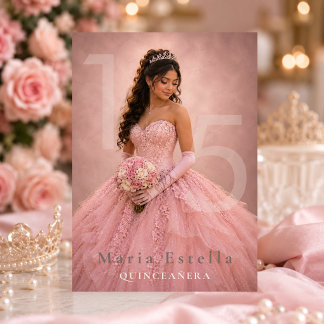 Rosafarbenes redaktionelles Quinceañera-Einladungs Einladung